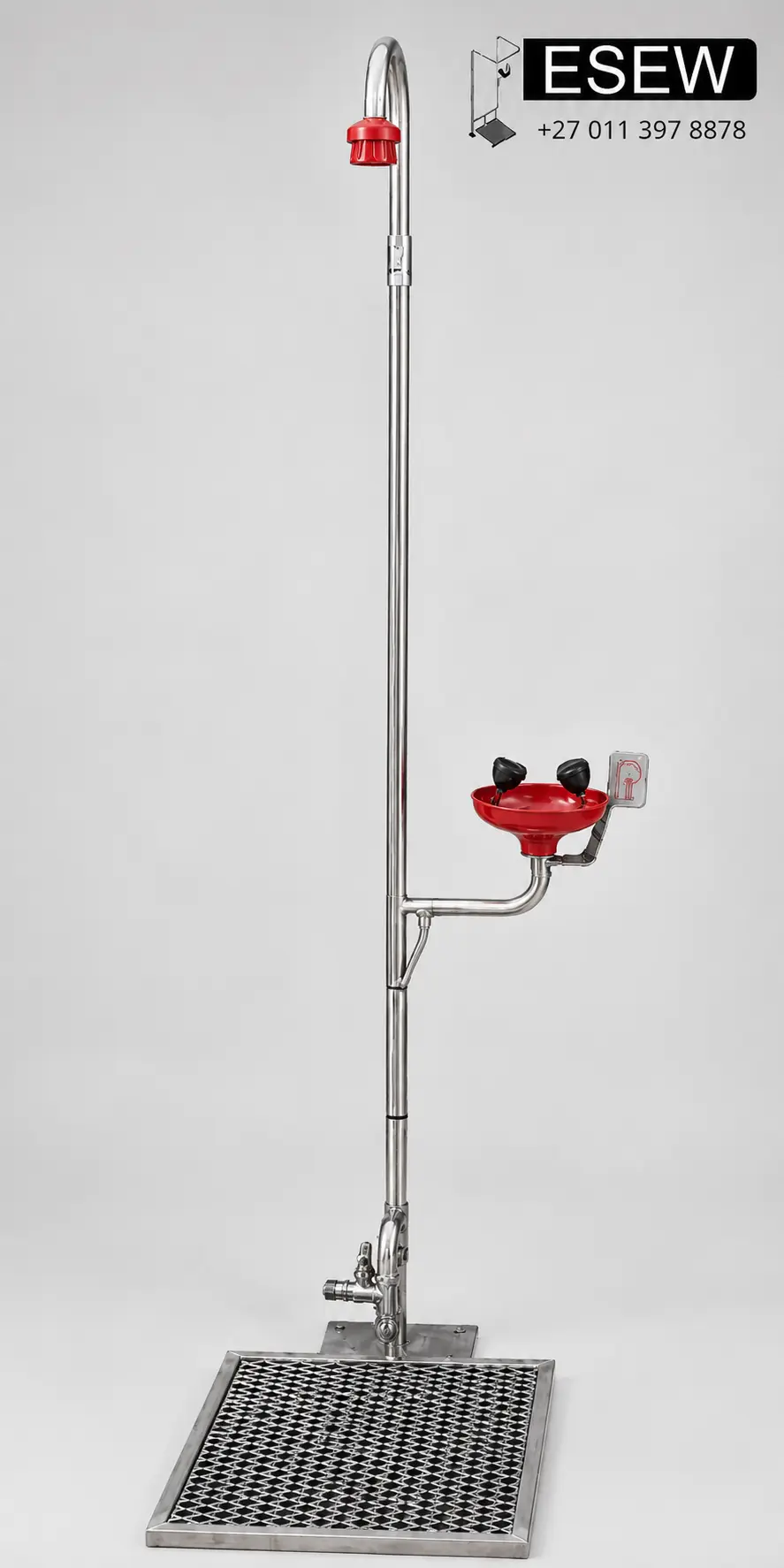 Single column emergency shower with optional eyewash bowl